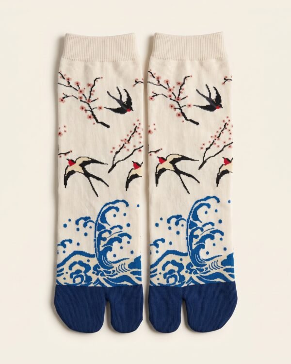 Chaussettes tabi en coton à motif bleu