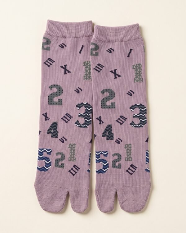 Chaussettes tabi violettes à motifs graphiques