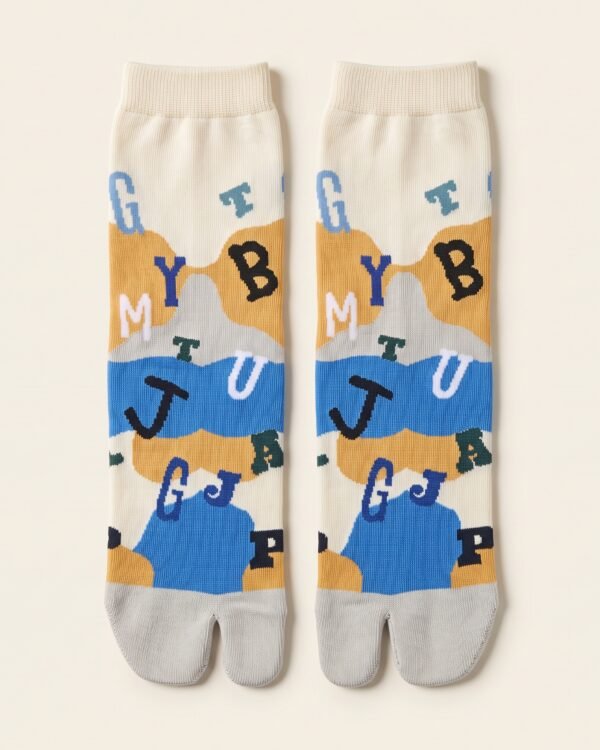Chaussettes tabi colorées en coton à motif graphique