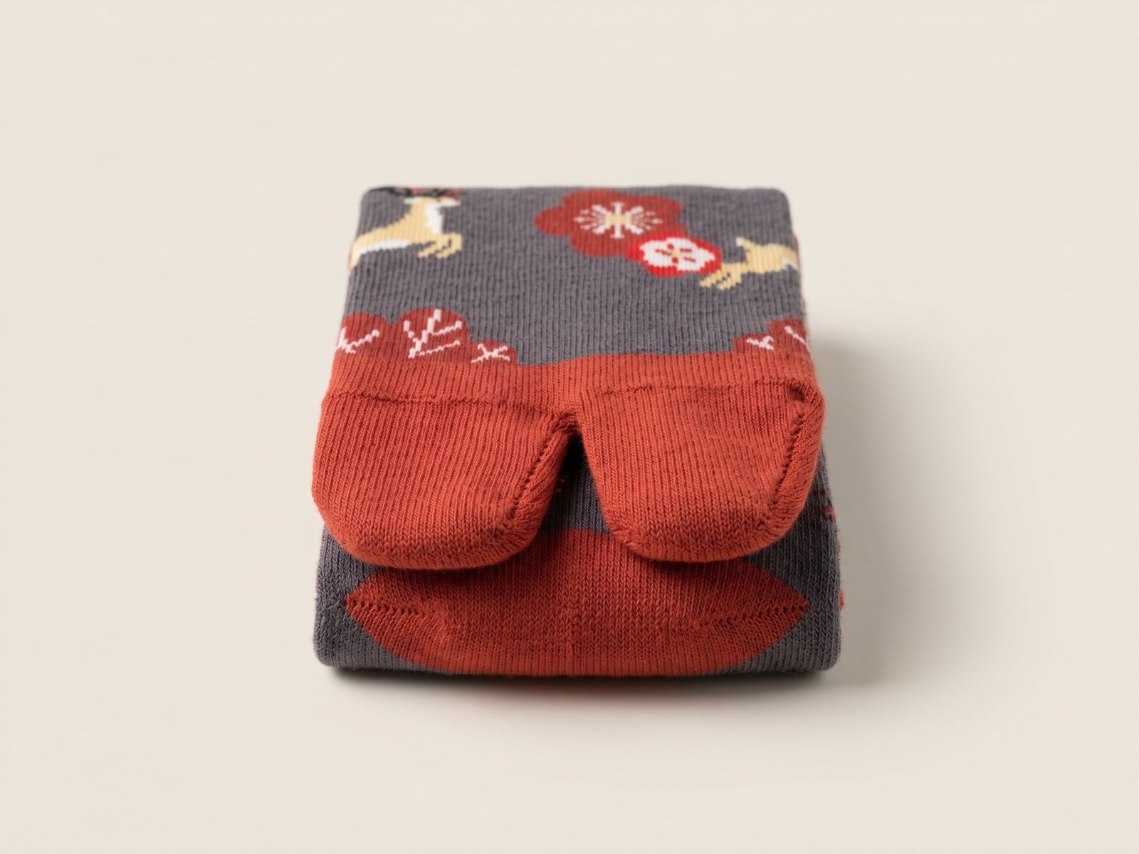 Chaussettes tabi de Noël en coton à motif cerf